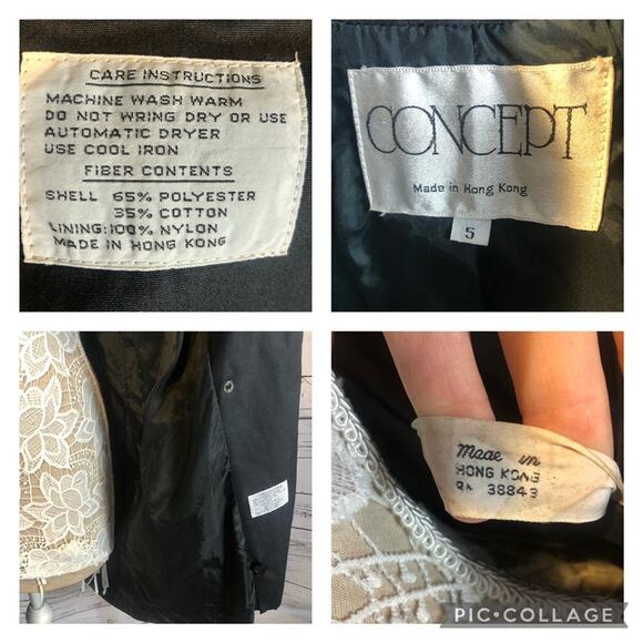 Vintage Concept black double breasted stand collar belted trench coat size large - Picture 12 of 12